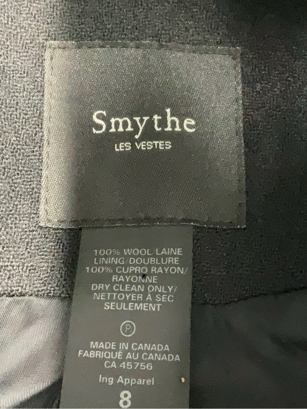 Smythe *Les Vestes Black 100% Wool Blazer Red Collar Gold Button Size 8 - Picture 9 of 10